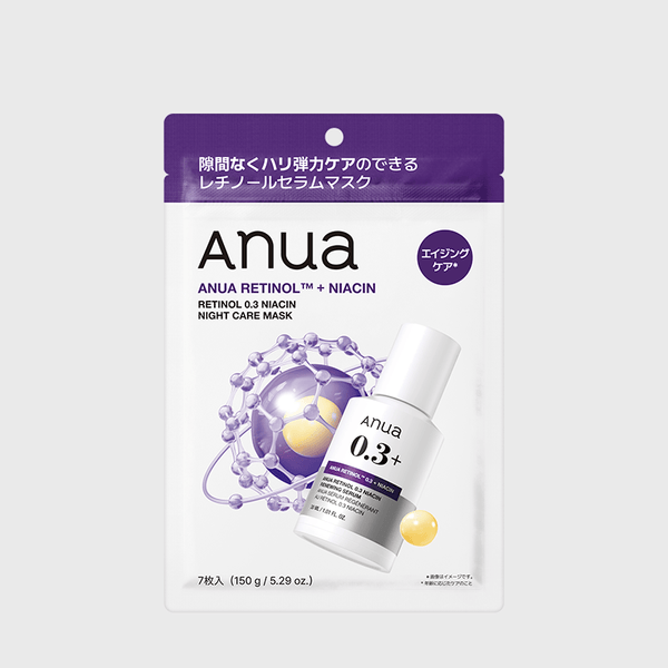 Anuaアヌアレチノール0.3% 4個セット アヌアレチノール0.3ナイアシン ナイトケア マスクパック（7枚入り