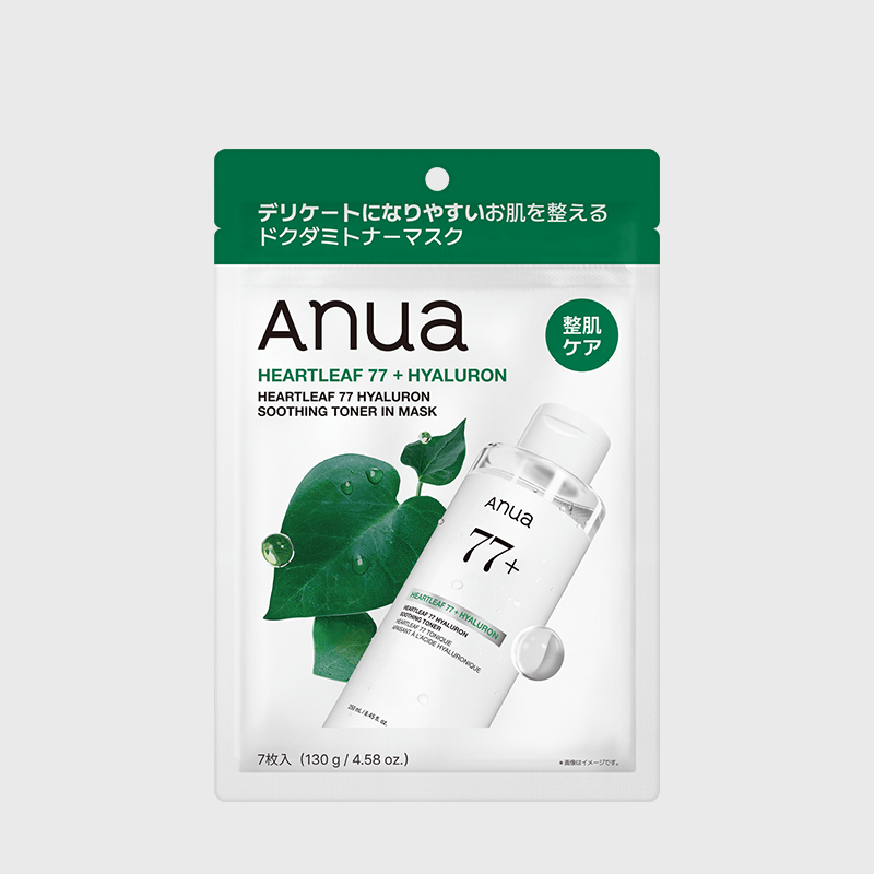 Anua シートマスク ドクダミ77 スージングトナー シカエクソソームマスクパック（7枚入り） AA001577