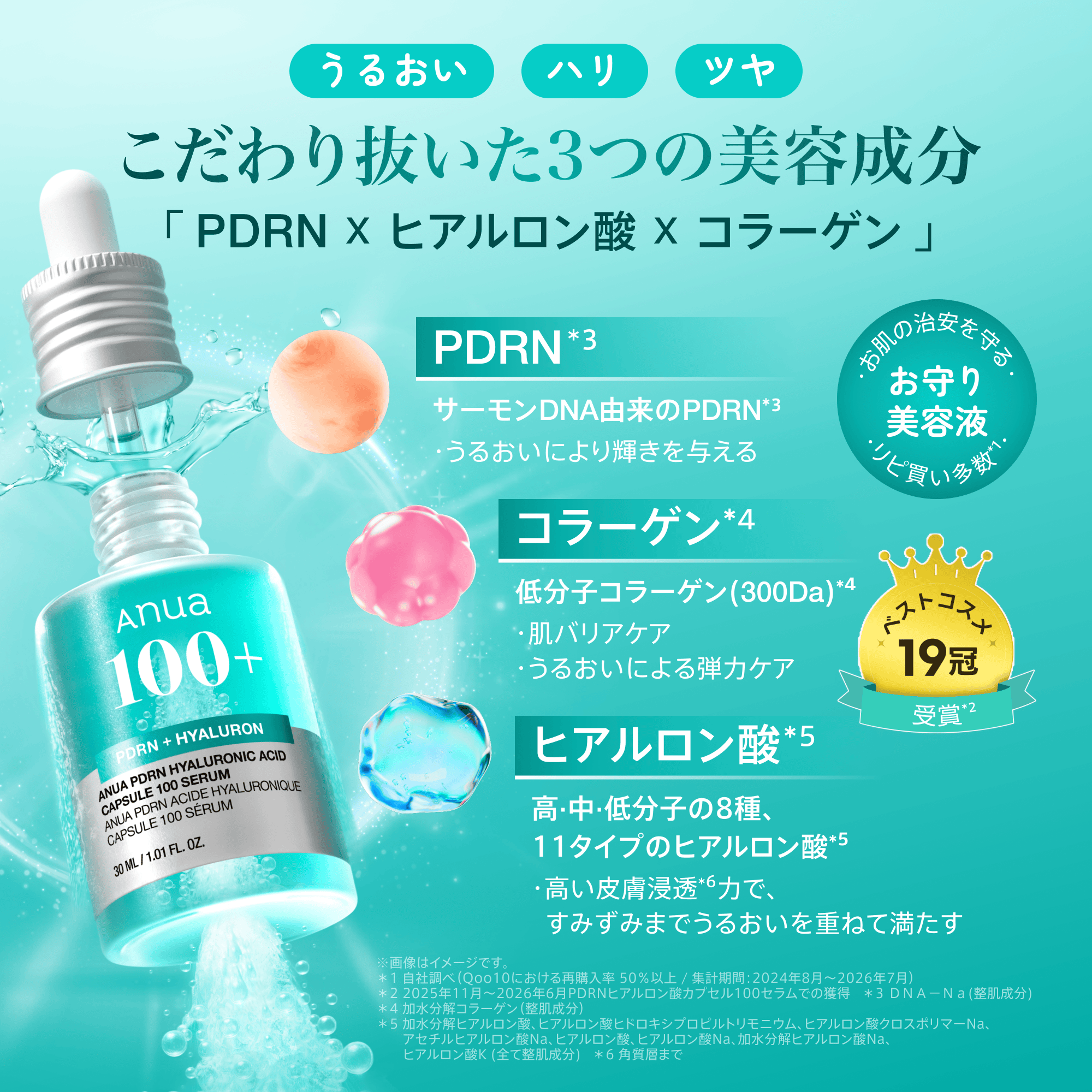 Anua 美容液 PDRNヒアルロン酸 カプセル100セラム (全2種)